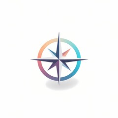 A minimalist compass logo, representing direction and guidance, with sharp edges and subtle gradients, on a white background.