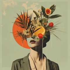 modern Collage of woman and Botanical elements