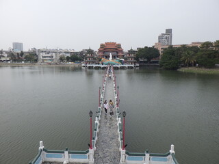 KAOHSIUNG, TAIWAN - January 1, 2024 :Scenery of “Zuoying Lotus Pond” in Kaohsiung, Taiwan