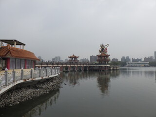 KAOHSIUNG, TAIWAN - January 1, 2024 :Scenery of “Zuoying Lotus Pond” in Kaohsiung, Taiwan