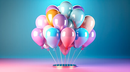 A vivid set of realistic matte helium balloons floats against