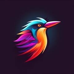 A playful bird face logo with vibrant colors and dynamic features