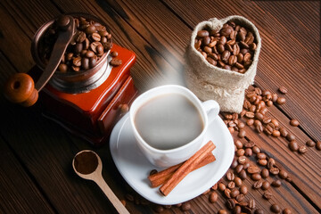 a coffee grinder and coffee