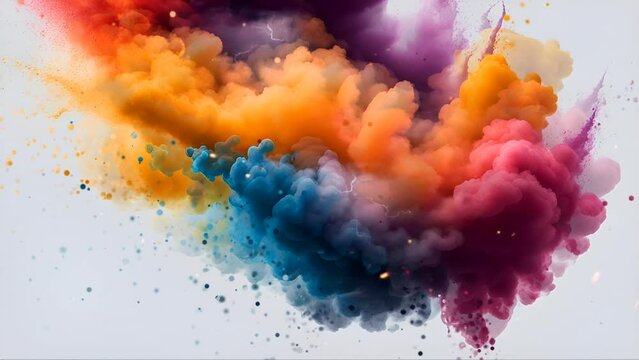 abstract splash painting watercolor hand drawn on dark background. smokes. Seamless and infinity looping animation. Live wallpaper or screen saver video