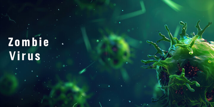 Zombie attack apocalypse and zombie virus text banner illustration design virus background.