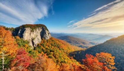 beautiful autumn mountain landscape from a bird s eye view on sunny day mountains covered with...