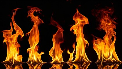 fire flame set on transparent background fire flame png