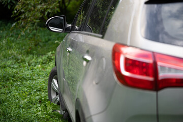 close-up of car headlight details from behind