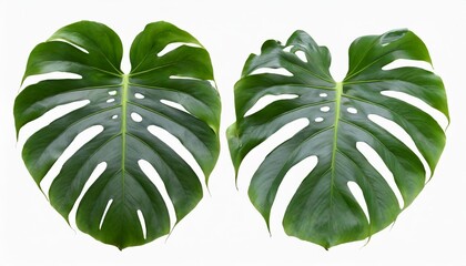 monstera plant leaves the tropical evergreen vine isolated on white background clipping path included
