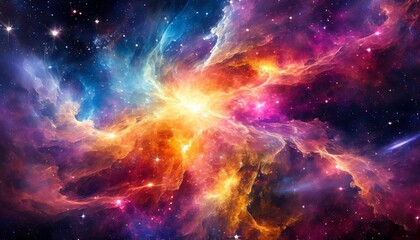 beautiful colorful nebula in cosmos