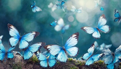 blue flying butterflies