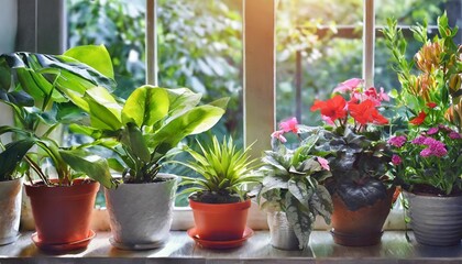 various house plants on the window house plant