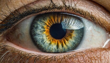 human eye close up macro pupil iris eyelids and eyelashes detail