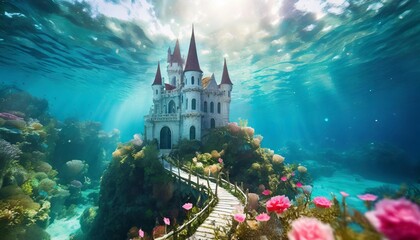 dreamy view underwater fantasy castle