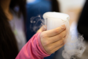 chemical experiments with dry ice that makes artificial smoke
