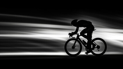 Fototapeta premium Speeding Cyclist Silhouette in Dynamic Motion Blur