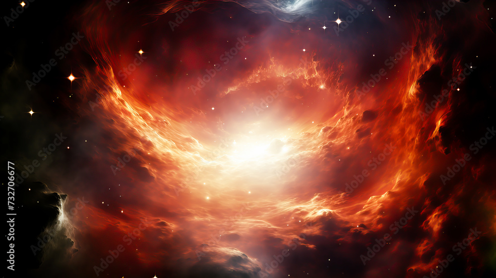 Canvas Prints fiery explosion in space, computer generated abstract background. red and orange nebula with stars a