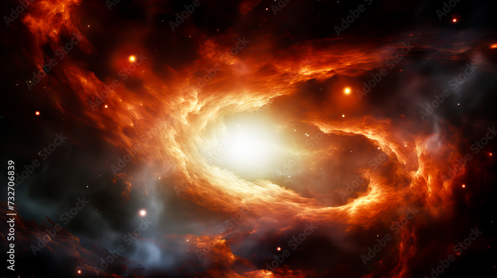 Canvas Prints fiery explosion in space, computer generated abstract background. red and orange nebula with stars a
