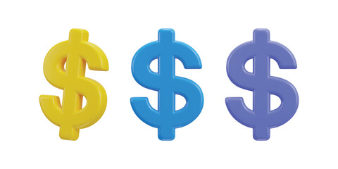 dollar icon 3d rendering vector illustration set