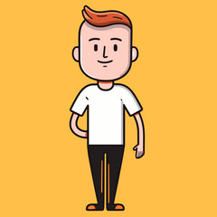 Fototapeta premium Vector illustration of a man in casual clothes standing with hands on hips.