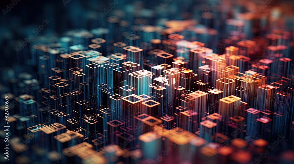 Poster Abstract background with structure of cubes. Colorful cubes texture for technology backdrop