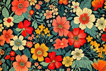 Zelfklevend Fotobehang Pattern with bright flowers. © Robert