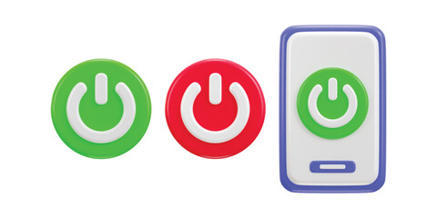 Phone with power button icon set 3d render