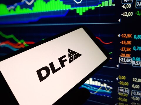 Konskie, Poland - February 09, 2024: Delhi Land and Finance company logo displayed on mobile phone