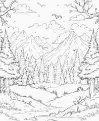 winter mountain landscape with trees