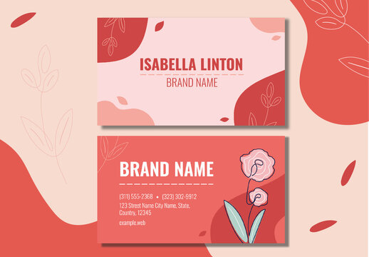 Pink and Cream Flowers Business Card