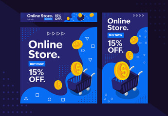 Blue 3D Online Store Web Banner