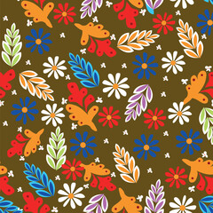 allover flowers and leaves colorful blue colored pattern with elegant background amazing flowers pattern to be used in textile designing