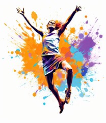 color splash illustration of a girl