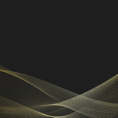 Abstract golden line wave on black background	
