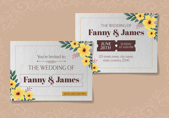 Yellow And Brown Wedding Invitation