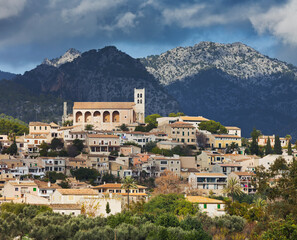 Spanien, Mallorca, Selva, Serra de Tramuntana, Kirche