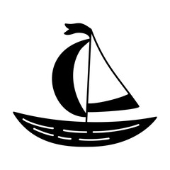 Sailing boat icon using a hand-drawn style