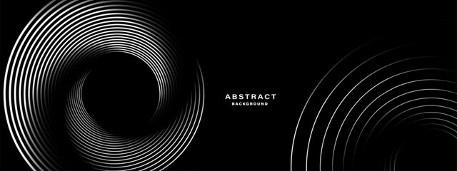 Black abstract background with spiral shapes. Technology futuristic template. Vector illustration.