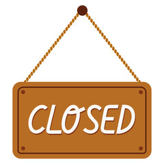 wood closed shop sign front door illustration