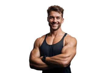 Personal trainer with is arms crossed, isolated in white. © Vladislav