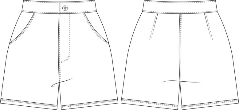 darted mini basic classic short template technical drawing flat sketch cad mockup fashion woman design style model
