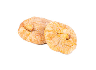 Two dry flattened figs isolate