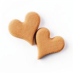 Delicious heart-shaped  cookies top view isolated on a white background