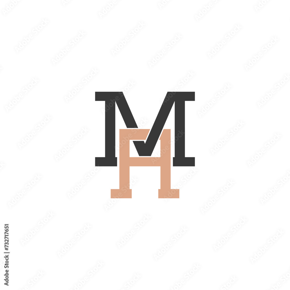 Wall mural alphabet letters initials monogram logo am, ma, a and m