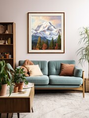 Snow-Capped Alpine Nature Decor: Captivating Vintage Art for Countryside Wall