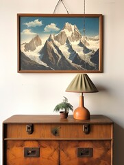 Snow-Capped Mountains: Vintage Alpine Wall Art for a Serene Mountain Landscape