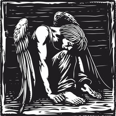 Descent into Desolation: A Fallen Angel and his Lament in Linocut Print
