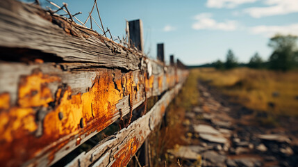 old weathered wooden fence