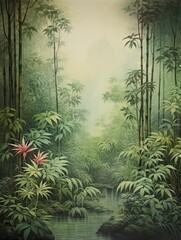Bamboo Serenity: Vintage Scenic Prints of Enchanting Forests