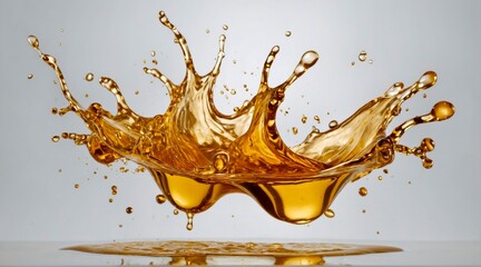 Golden oil splash on white background